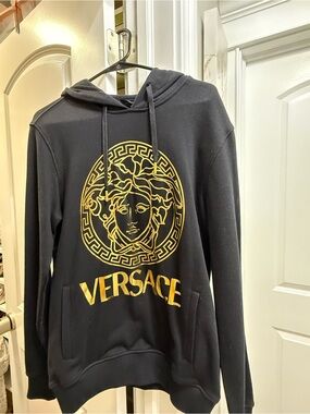 Versace Black and Gold Medusa Pullover Hoodie